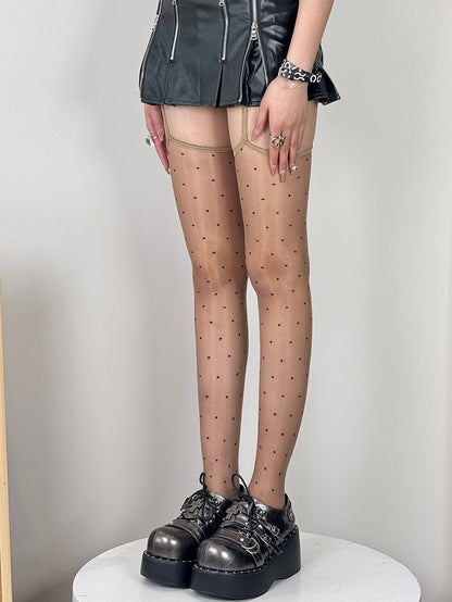 Musterstrümpfe Polka-Dot Farbe Halbtransparente Strumpfhalter 7 Optionen