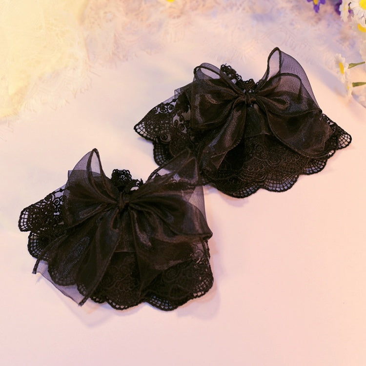 Black/White Decorated Cuffs Bowknot Wrist Lace