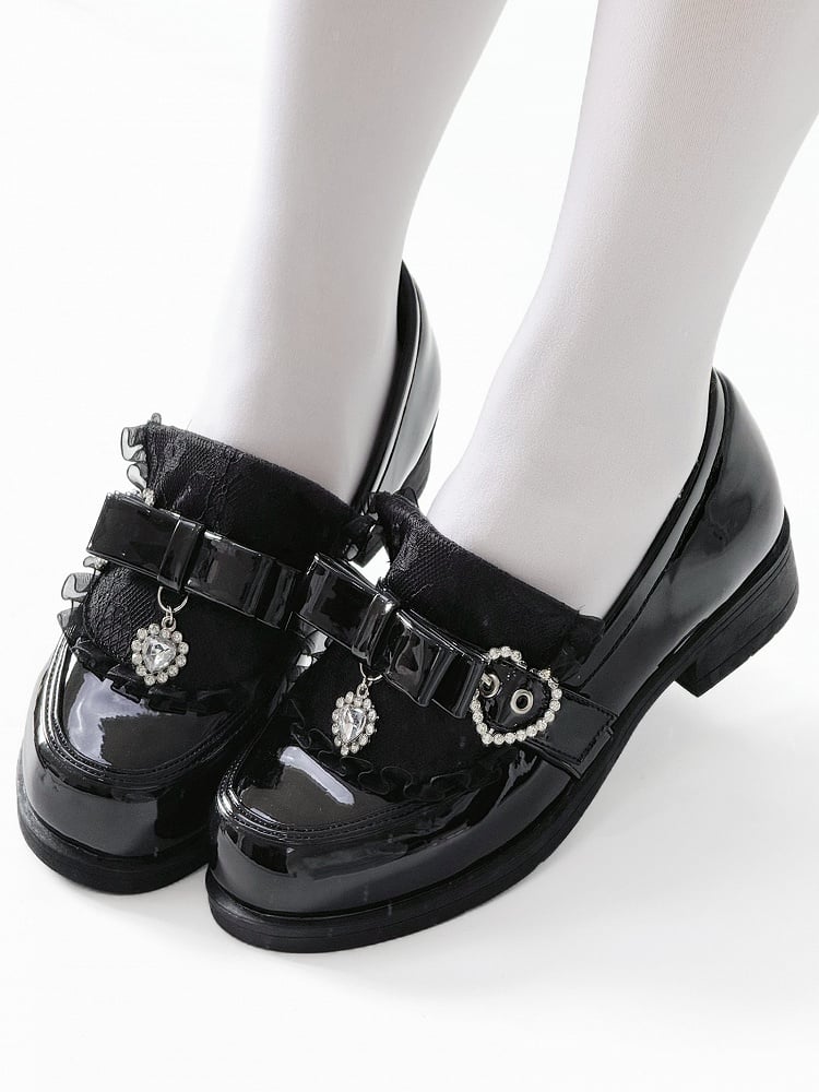 Jirai Polished Black Low Slip-On - with Loafers Kei Heel