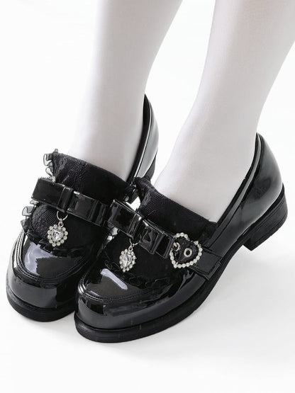 Jirai Polished Black Low Slip-On - with Loafers Kei Heel
