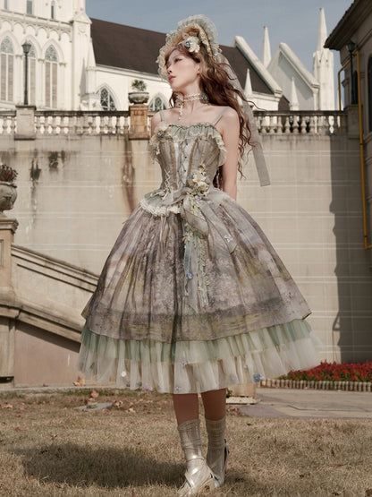 Green Lace-up Details Elegant Lolita Corset Top