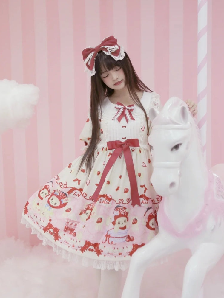 Sweet Lolita KC Rote Spitzenborte mit großer Schleife