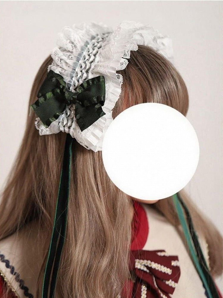 Christmas Lolita Sweet White Dark Green Hairclip/Hairband Elk