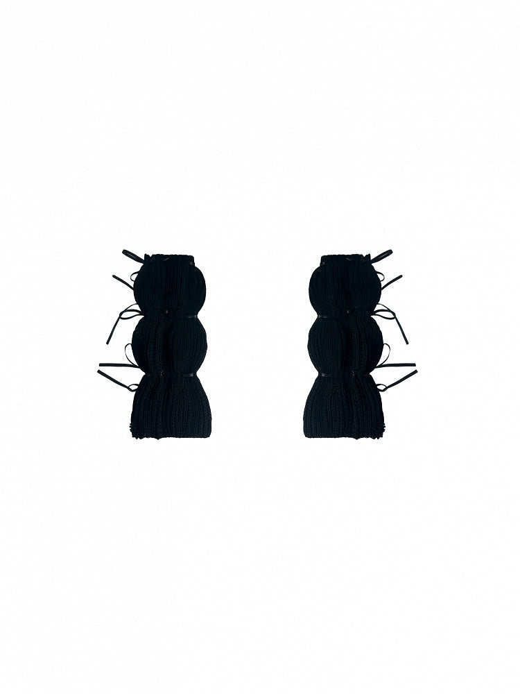 ブラック/アプリコット/ブラウン ニットレッグウォーマー