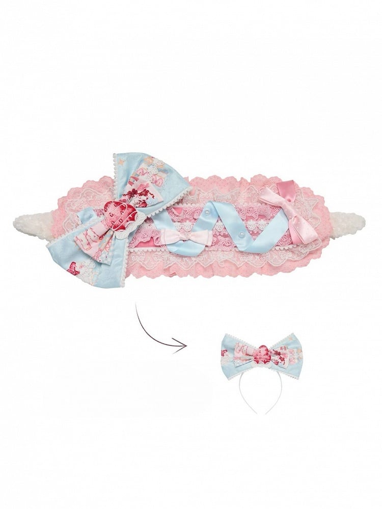 Lolita Hairband with Lace Trim and Detachable Bow in 2 Colors - San Sheng Du