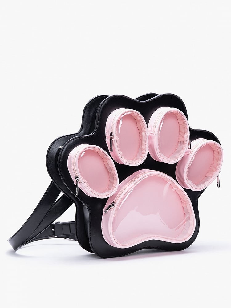 Cute Paw Puppy Kitten 2-Way In Enchanting Style Black Ita Backpack Pink
