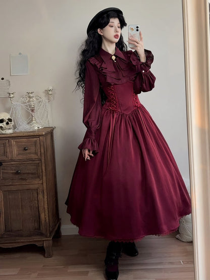 Super Skirt Red Lolita Reversible Boned Elegant Waist High