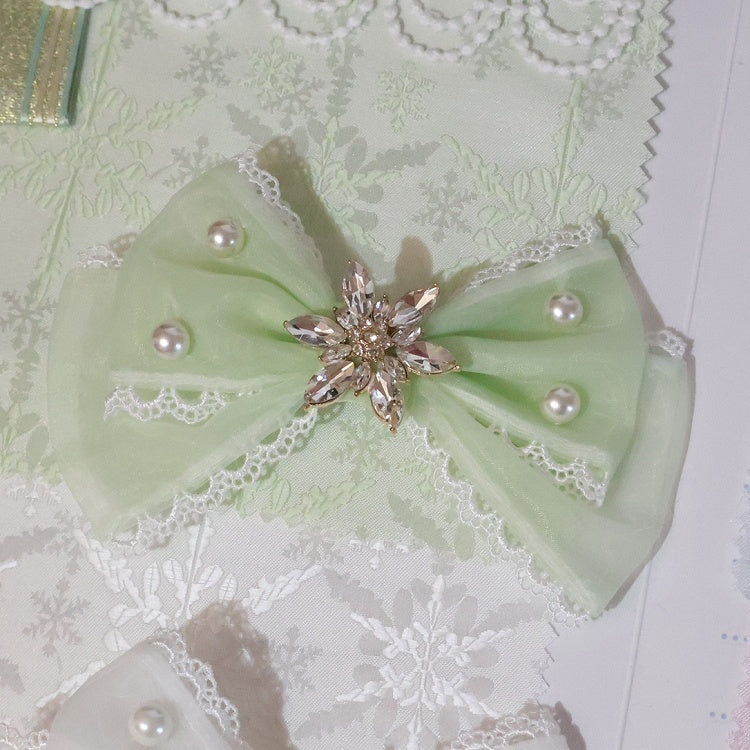 Color Decorated Options Hairclip Beaded And Rhinestone Bowknot 5