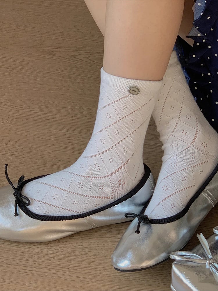 Diamond Pattern Socks - Elegant Daily Lolita Hosiery