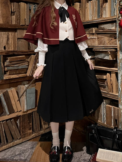 JK Uniform Red Cape with Self-tie Straps