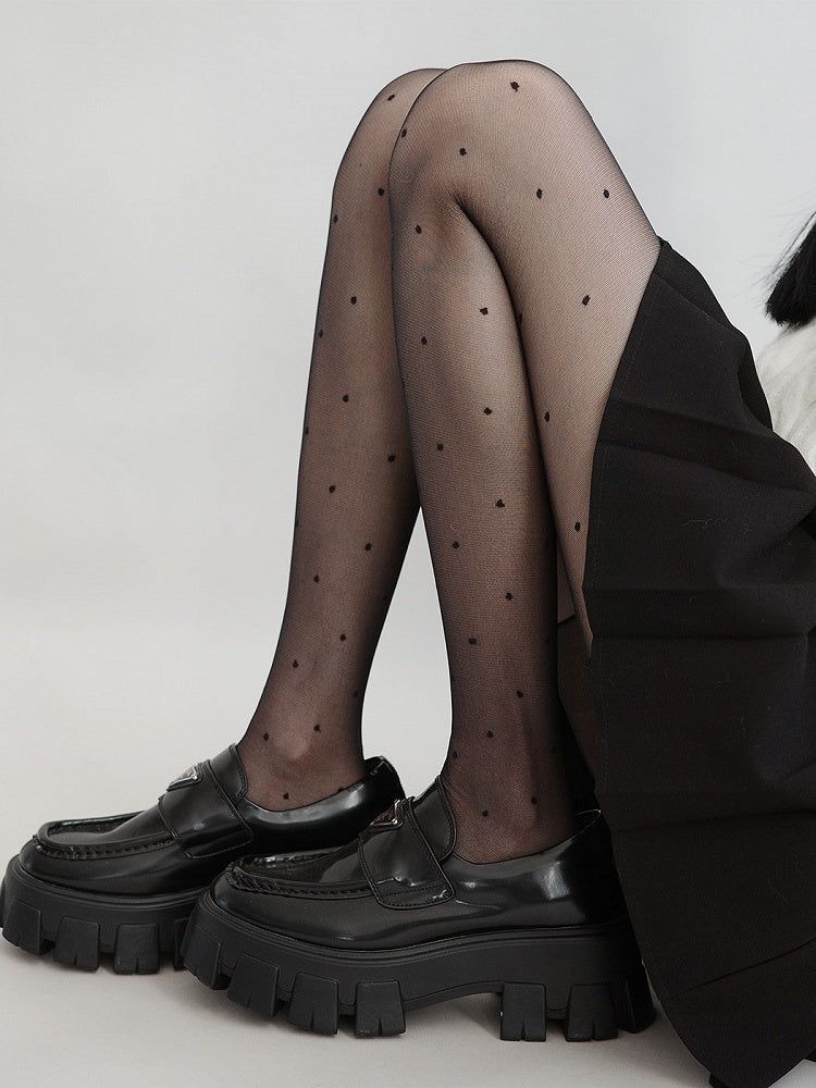 Dot Black Semi-Sheer Polka Pantyhose