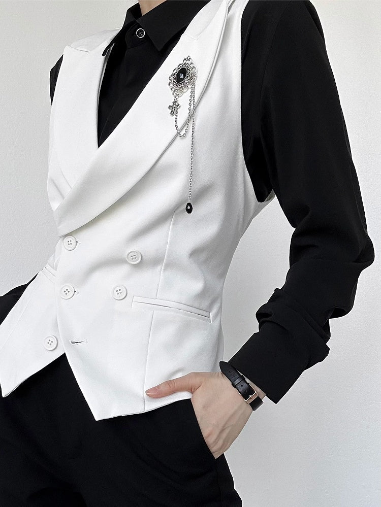 Suit Ties  Vest with White Ouji V-neck Lolita Back Adjustable