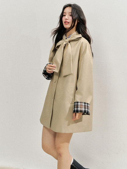 Trench Khaki Vintage Bow and Colo with Coat Big
