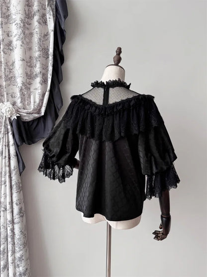 All Black Aristocrat  Gothic Edward Neck / V-neck Top