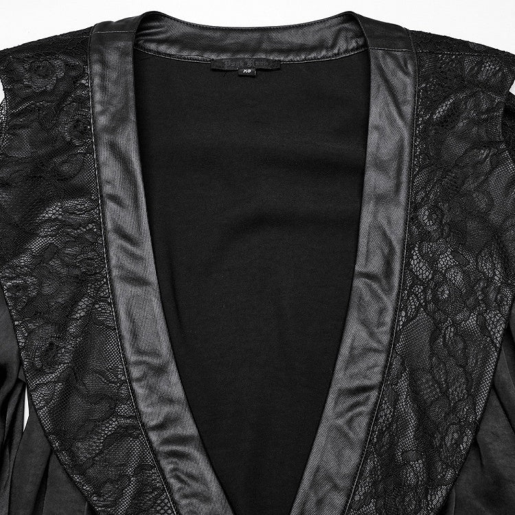 Asymmetric Goth Black Lapel Kimono
