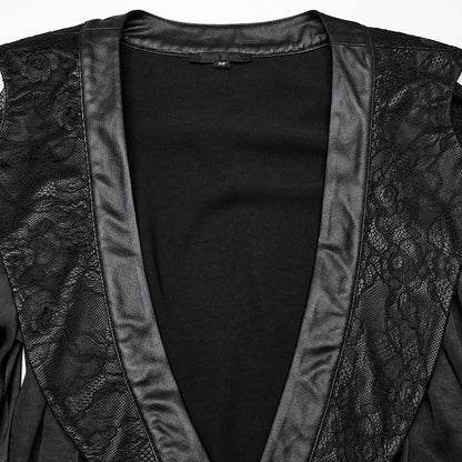Asymmetric Goth Black Lapel Kimono