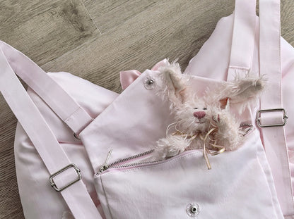 Big with Backpack Snowflakes Adorned Chain Bead Bow and Pink Sweet