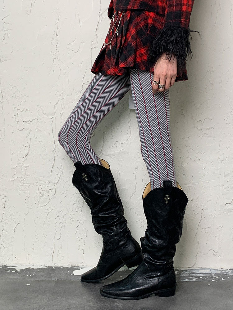 グレーのY2K冬用タイツ