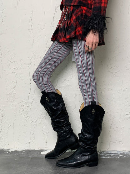 グレーのY2K冬用タイツ