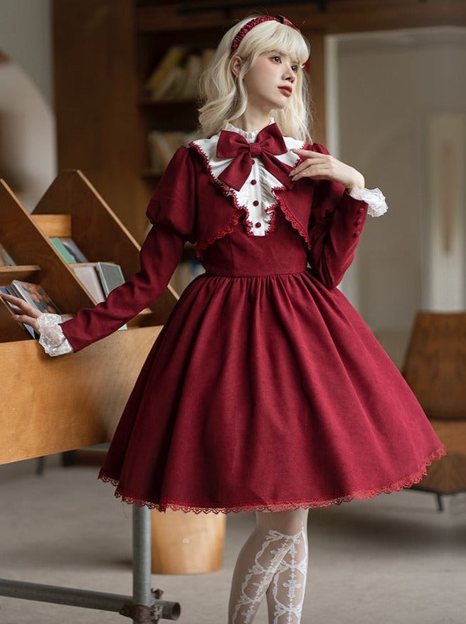 Gothic Zweiteiler mit Kunstband und Lolita-Kleid