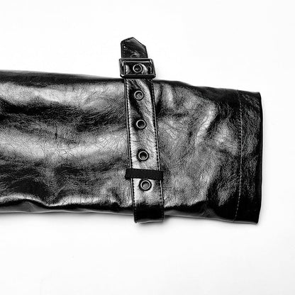 Black Coat Patent Goth Men's Long Leather