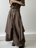 Pants Avant-Garde Draping Coffee Lolita with Ouji Wide-Leg