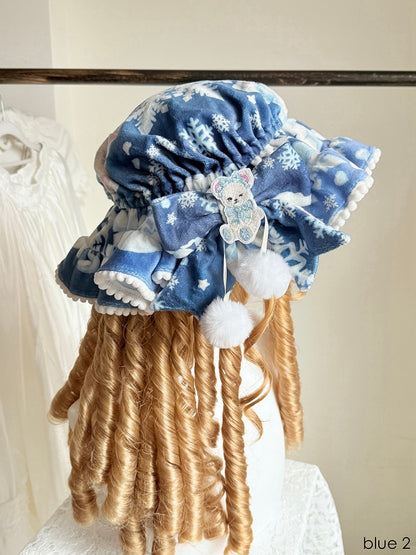 9 Color Options Sweet Lolita Baby Hat with Pompom Bow Accent