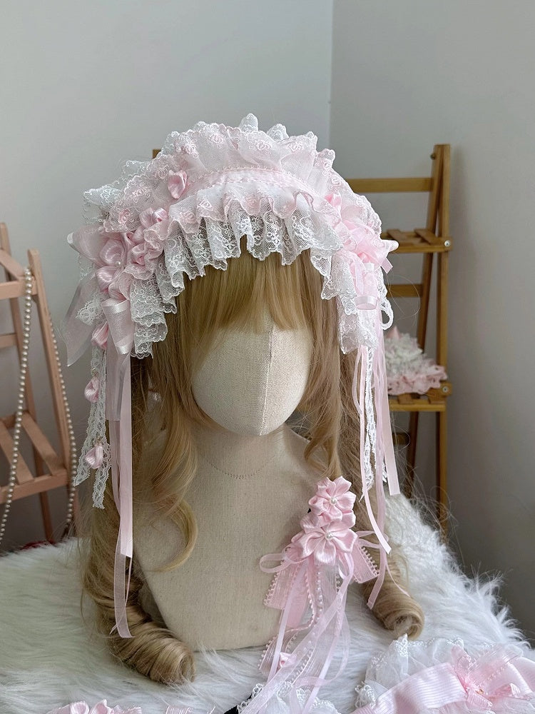 Ruffled Hairband Floral Lace 2-color