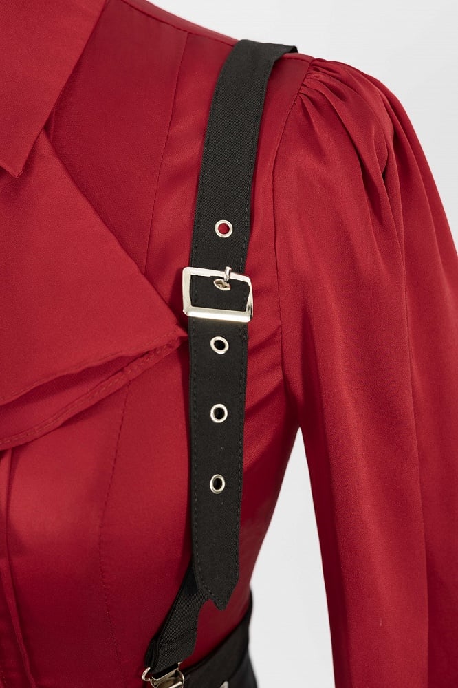 Black High-Waist Ouji Pants with Zip, Buckle Straps, and Shoulder Clips - DevilInspired Exclusive Collection