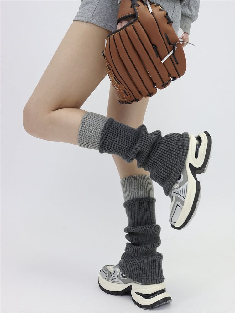 5 Mid-calf Design Colors Colorblock Knit Leg Warmers