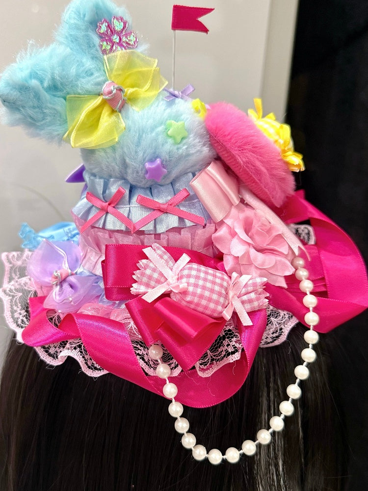 Colorful Mini Hat Candy Bowknot Charm Details Beaded