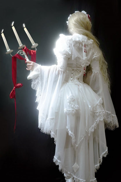 Chain Gothic Lolita Cross White Blouse Sleeves with Detachable Bell