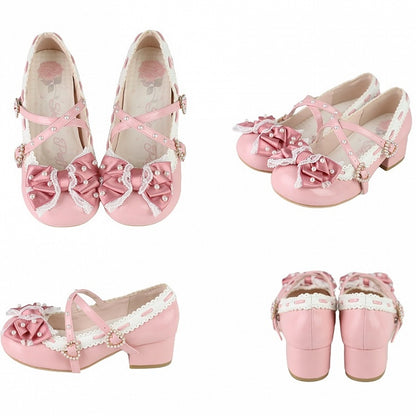 Janes Deep Lolita Classic Mary - Mid-heel Pink Detailing Bead