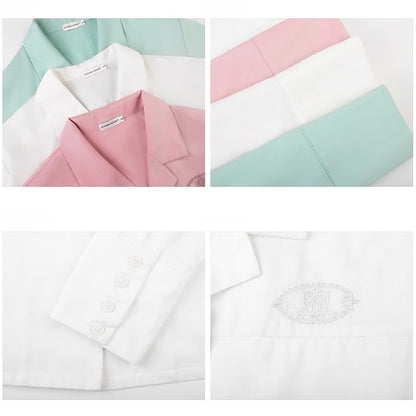 Stil Reverskragen Grün/Rosa/Weiß JK Uniform Shirt Preppy