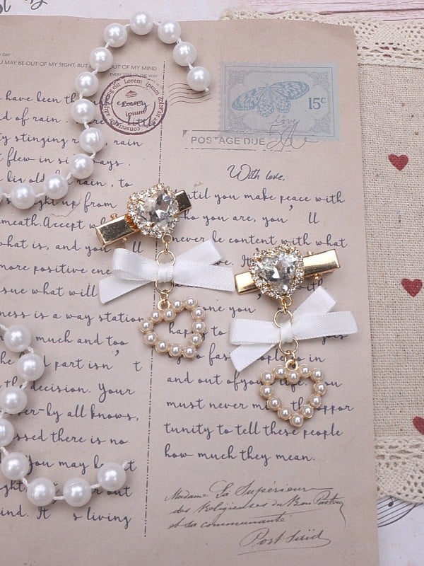 Rhinestone Hairclip Kei Options Jirai Heart 8 Color
