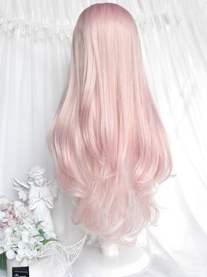 フルレングスウィッグ ピンク前髪 62CM ウェーブ
