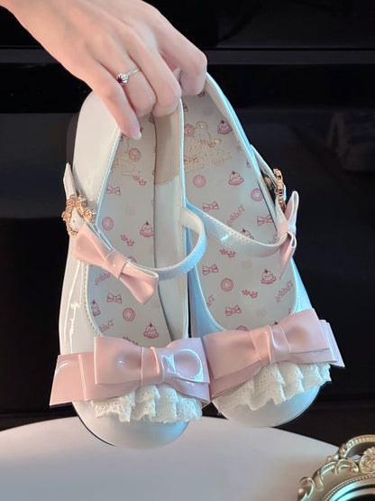 Toe Blue - Edging Elegant Design Lolita Shoes Low-heel/Mid-heel with Lace Round