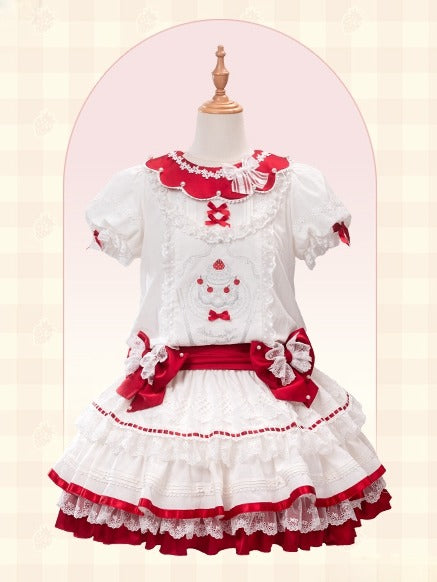 Dress Low-Waist Cake Sweet Red White Strawberry Lolita Pattern