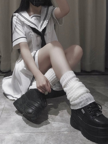 Style Top White Sailor Collar Preppy Sleeves JK Uniform Short/Long