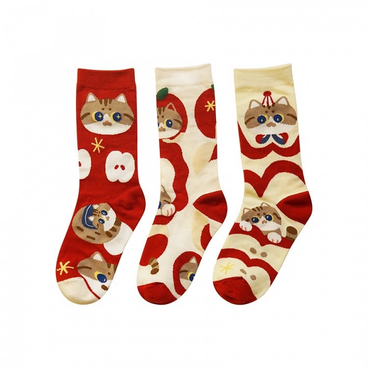 Cute Kitty Print Cartoon Socks Set