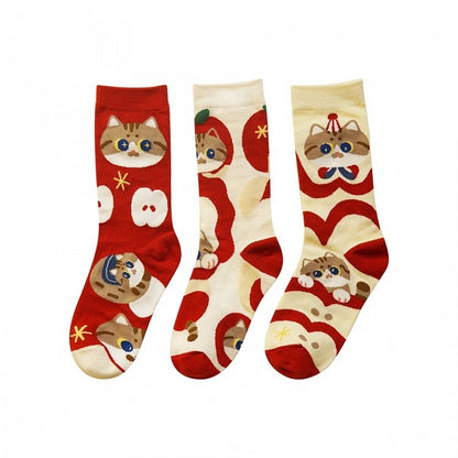 Cute Kitty Print Cartoon Socks Set
