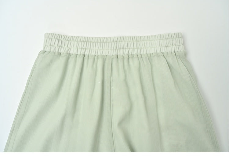 リボンサイドライトグリーンツバメ刺繍セルフタイ