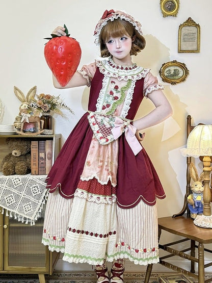 Wine Red Polka Dot Hairband with Bow and Lace Trim - Unfinished Fairy Tales