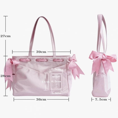 Silver Bag Bow Tote Balletcore Ita Accents