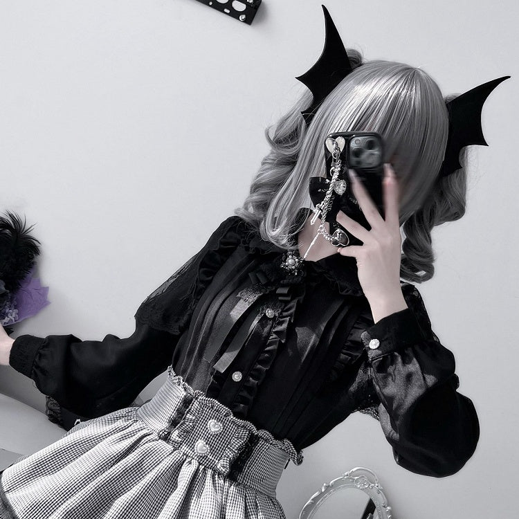 シャツ ブラック ティアード ケイ フリル ジライ + トリムスカートディテール アウトフィット - プリーツ