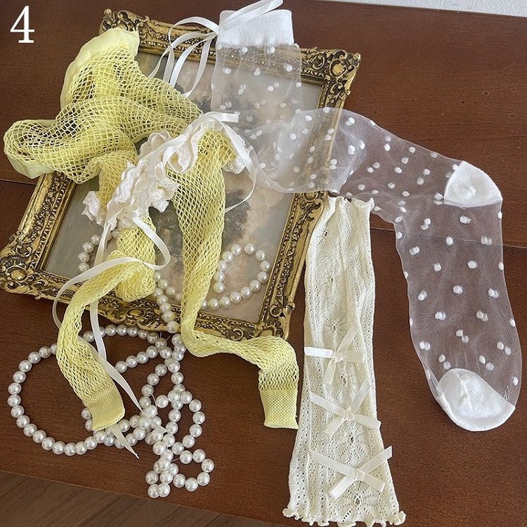 Aushöhlen Option Wärmer/Tüll Strumpfhosen/Bowknot Fischnetz Multicolor Socken Bein