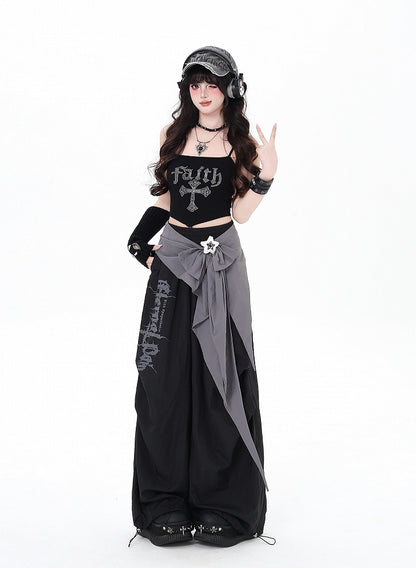 Accessory Pants Detachable Loose Pink with / Black Fit Cargo Waist Low