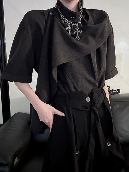 with Short Scarf Design Sleeve Black Top Prince
