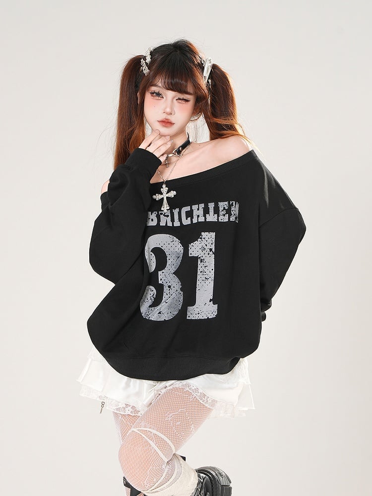 Schwarz/Weiß Off-the-Shoulder