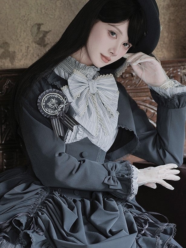 Embroidered Badge Lolita Gray/Brown